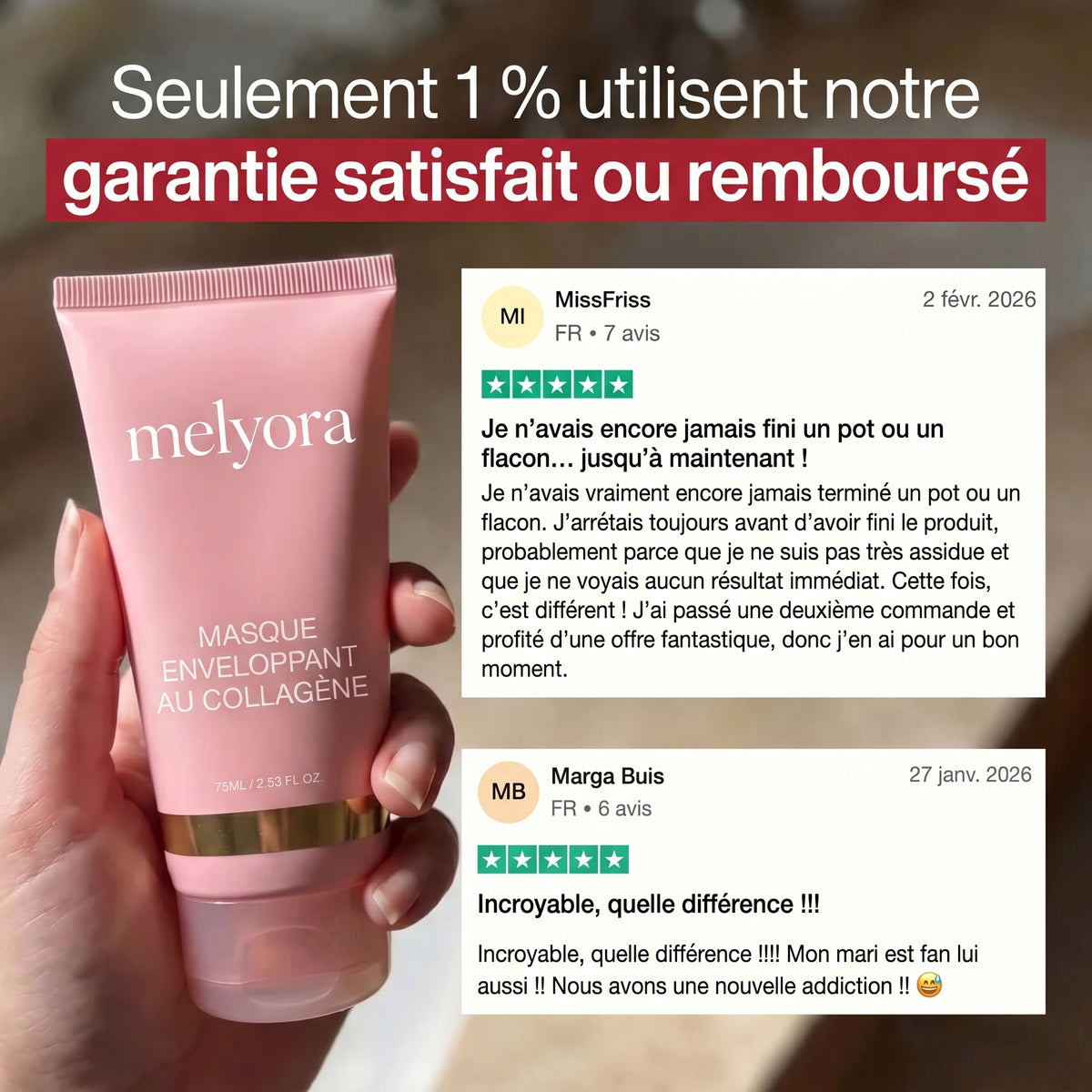 Masque enveloppant au collagene et son pinceau